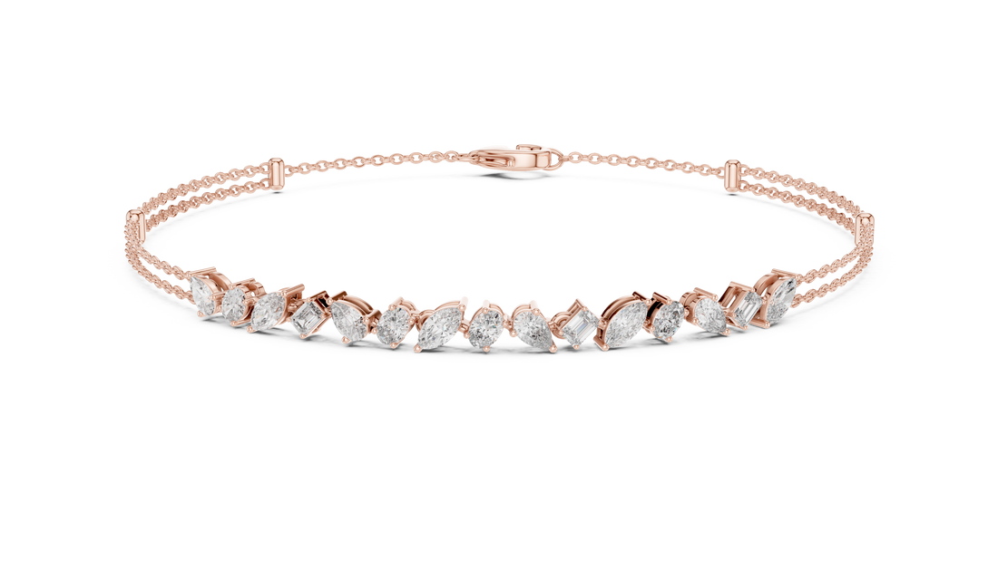 Multi-Shape Diamond Station Chain Bracelet