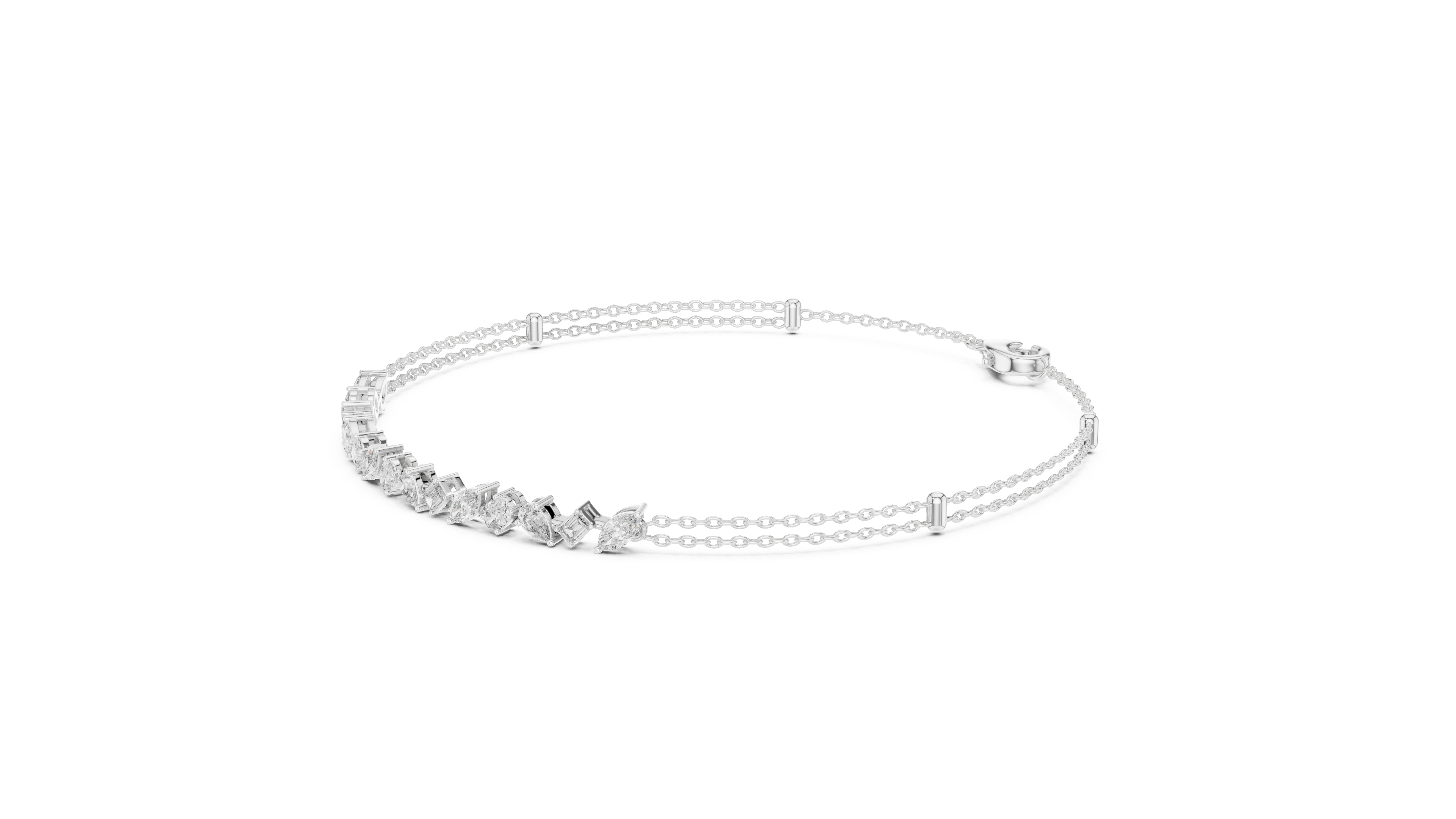 Multi-Shape Diamond Station Chain Bracelet