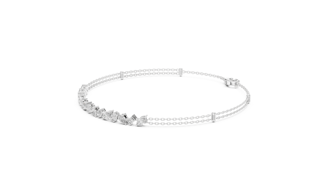 Multi-Shape Diamond Station Chain Bracelet