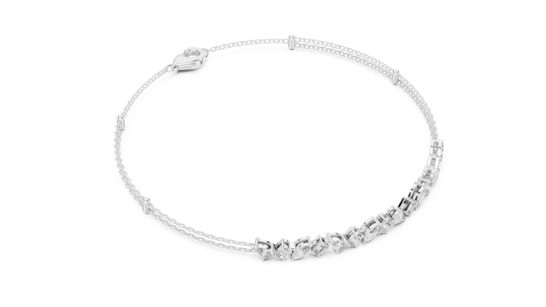 Multi-Shape Diamond Station Chain Bracelet
