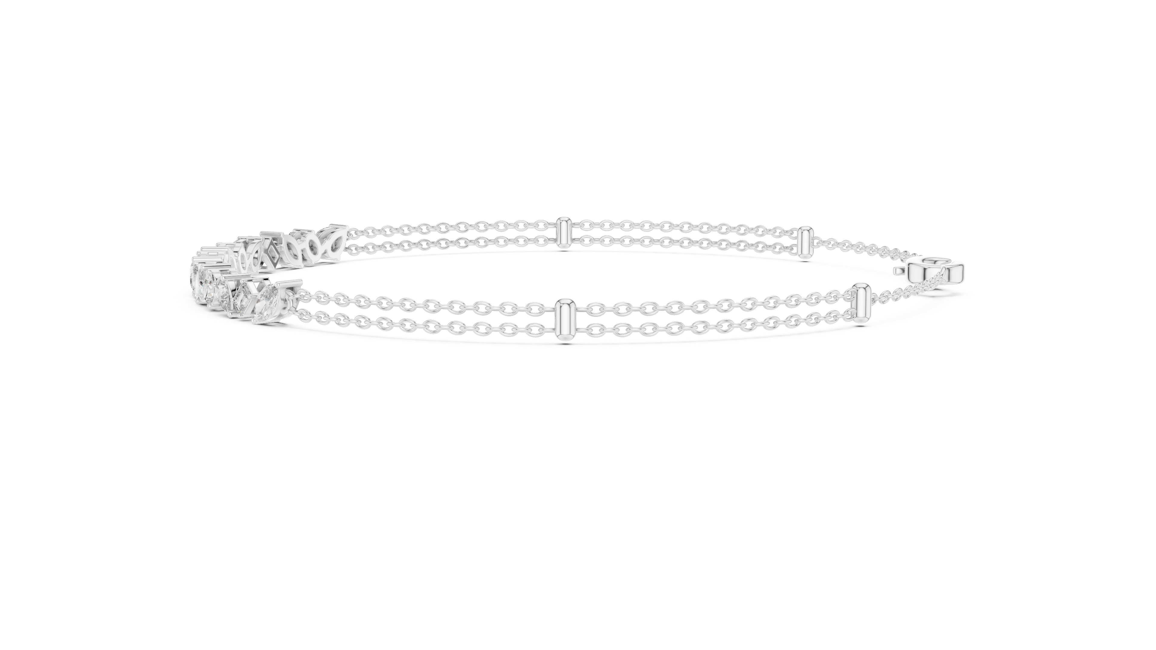 Multi-Shape Diamond Station Chain Bracelet