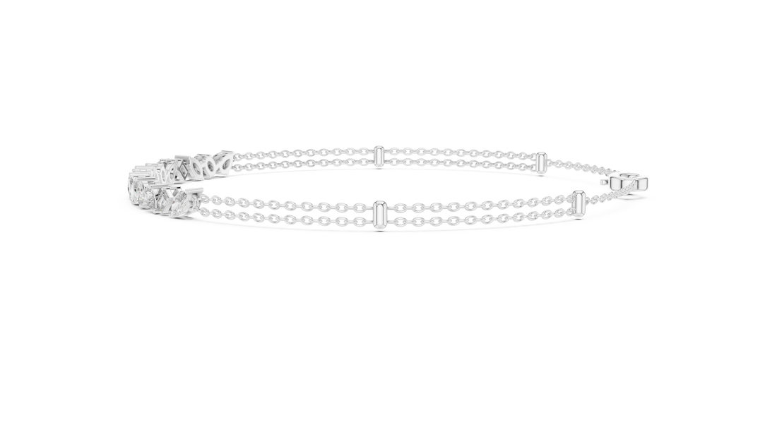 Multi-Shape Diamond Station Chain Bracelet