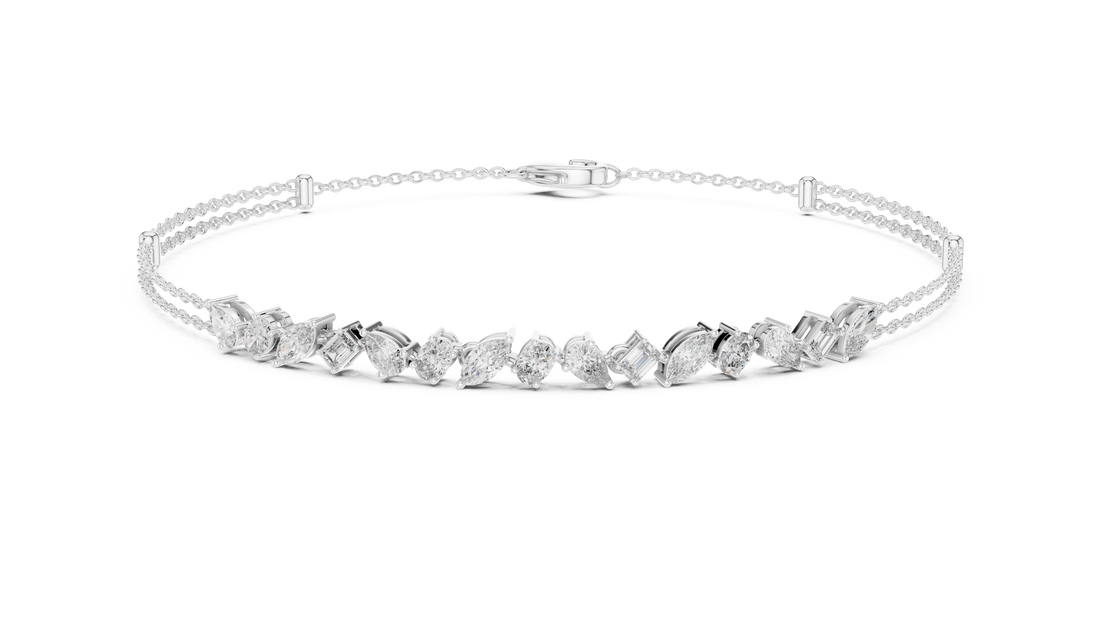 Multi-Shape Diamond Station Chain Bracelet