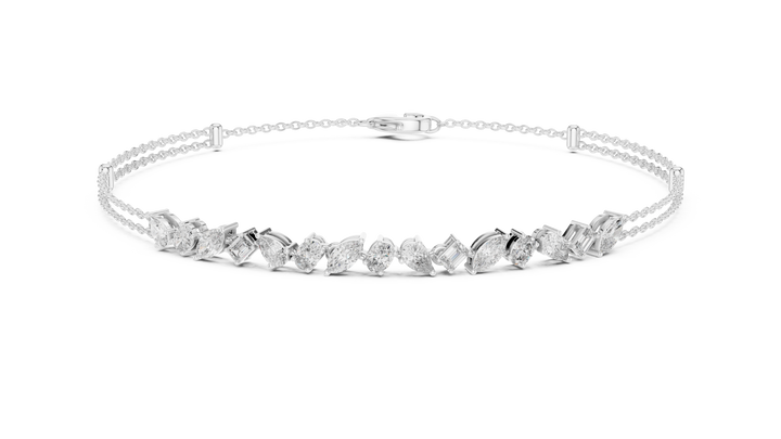Multi-Shape Diamond Station Chain Bracelet