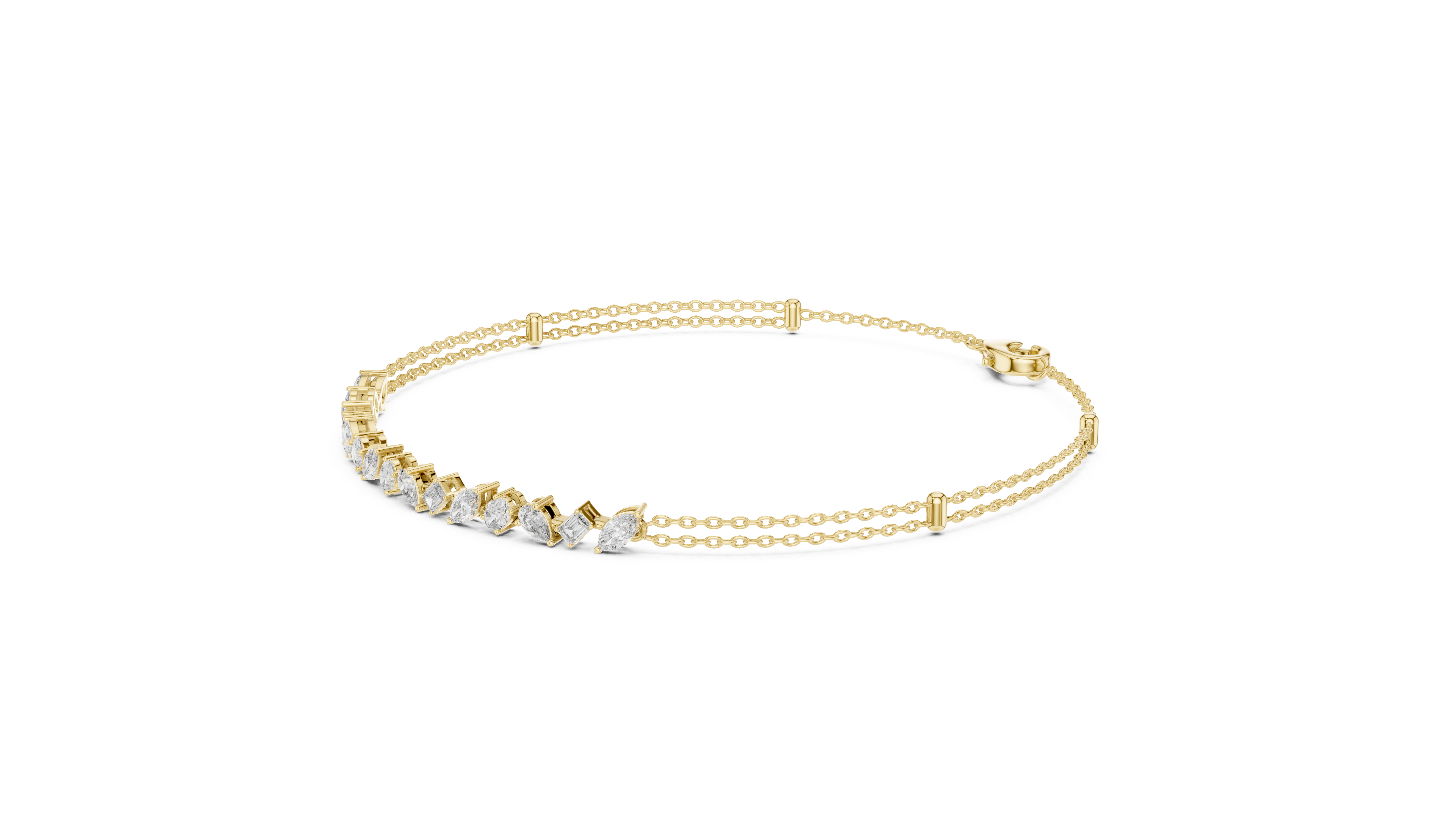 Multi-Shape Diamond Station Chain Bracelet
