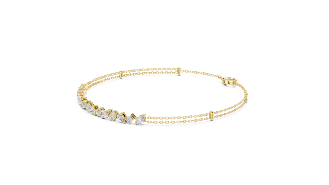 Multi-Shape Diamond Station Chain Bracelet