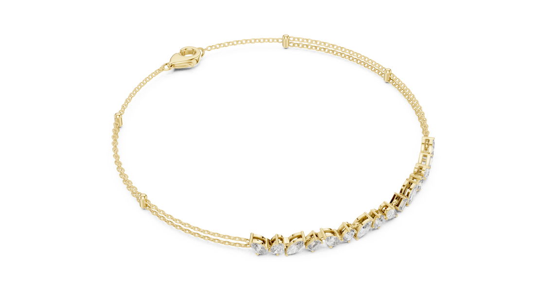 Multi-Shape Diamond Station Chain Bracelet