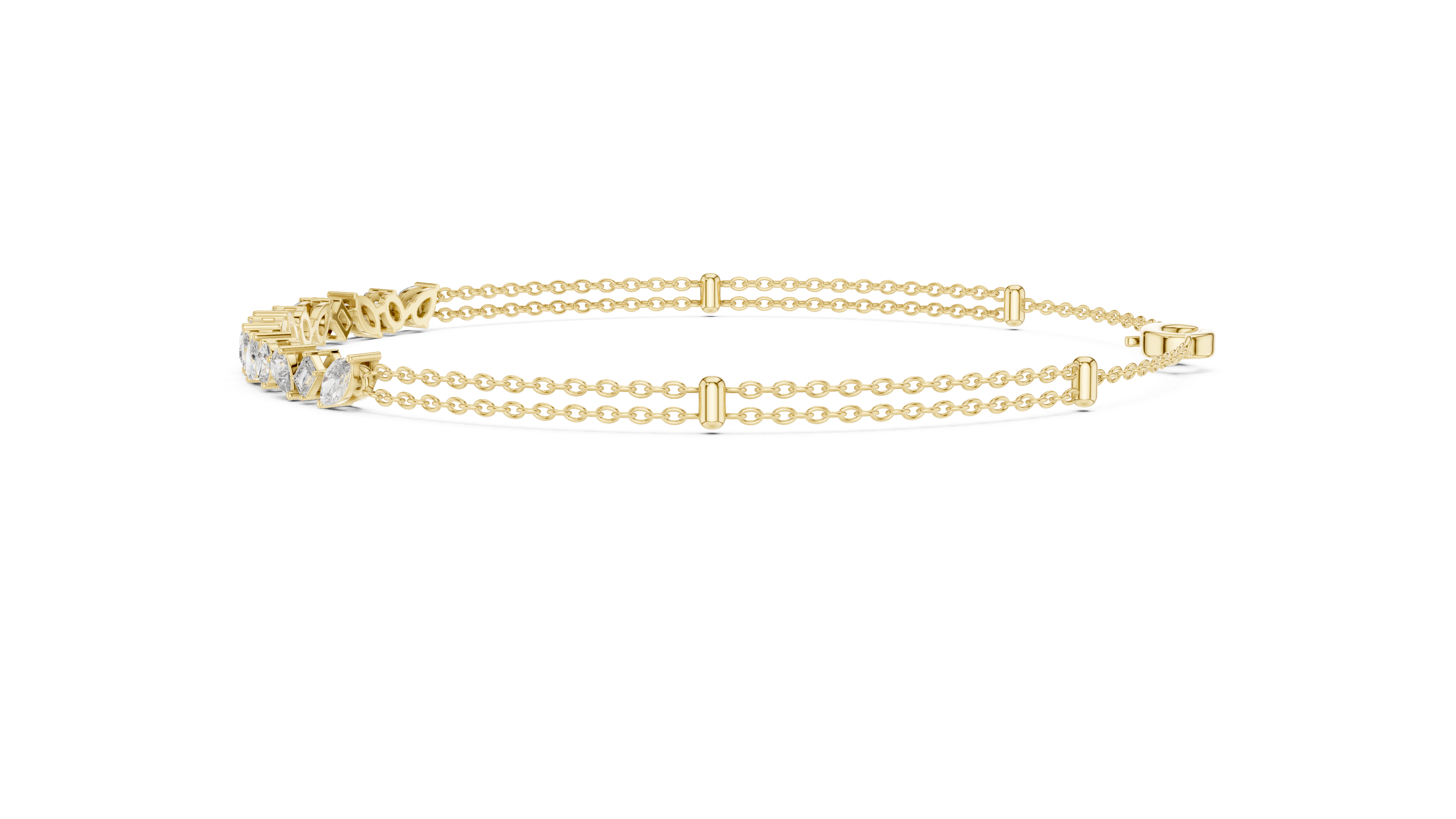 Multi-Shape Diamond Station Chain Bracelet
