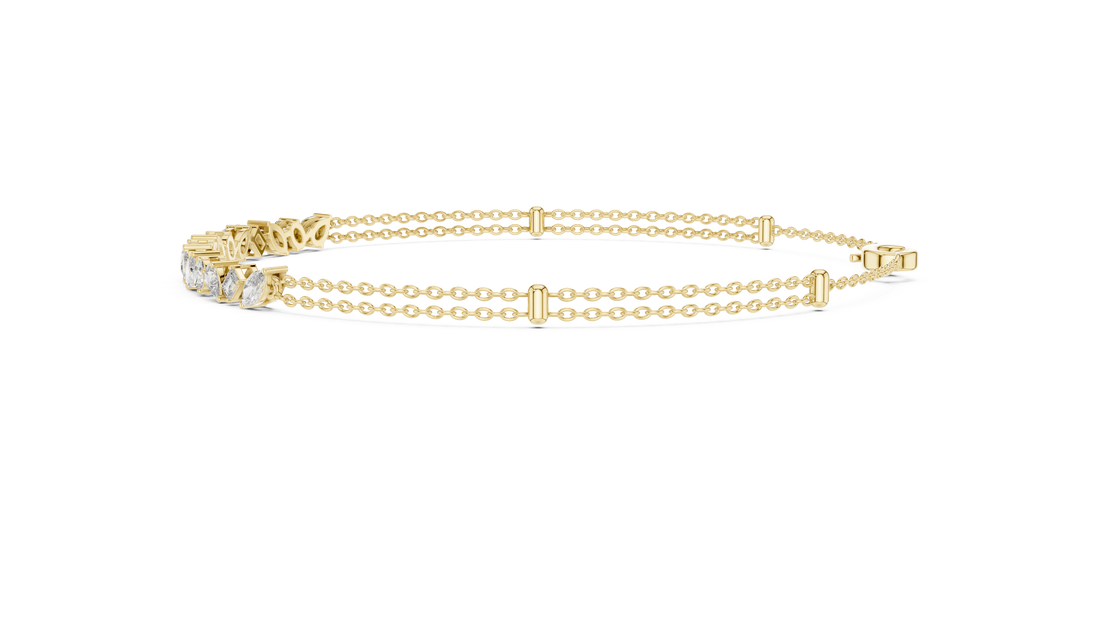 Multi-Shape Diamond Station Chain Bracelet