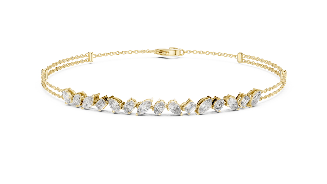 Multi-Shape Diamond Station Chain Bracelet