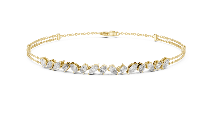 Multi-Shape Diamond Station Chain Bracelet
