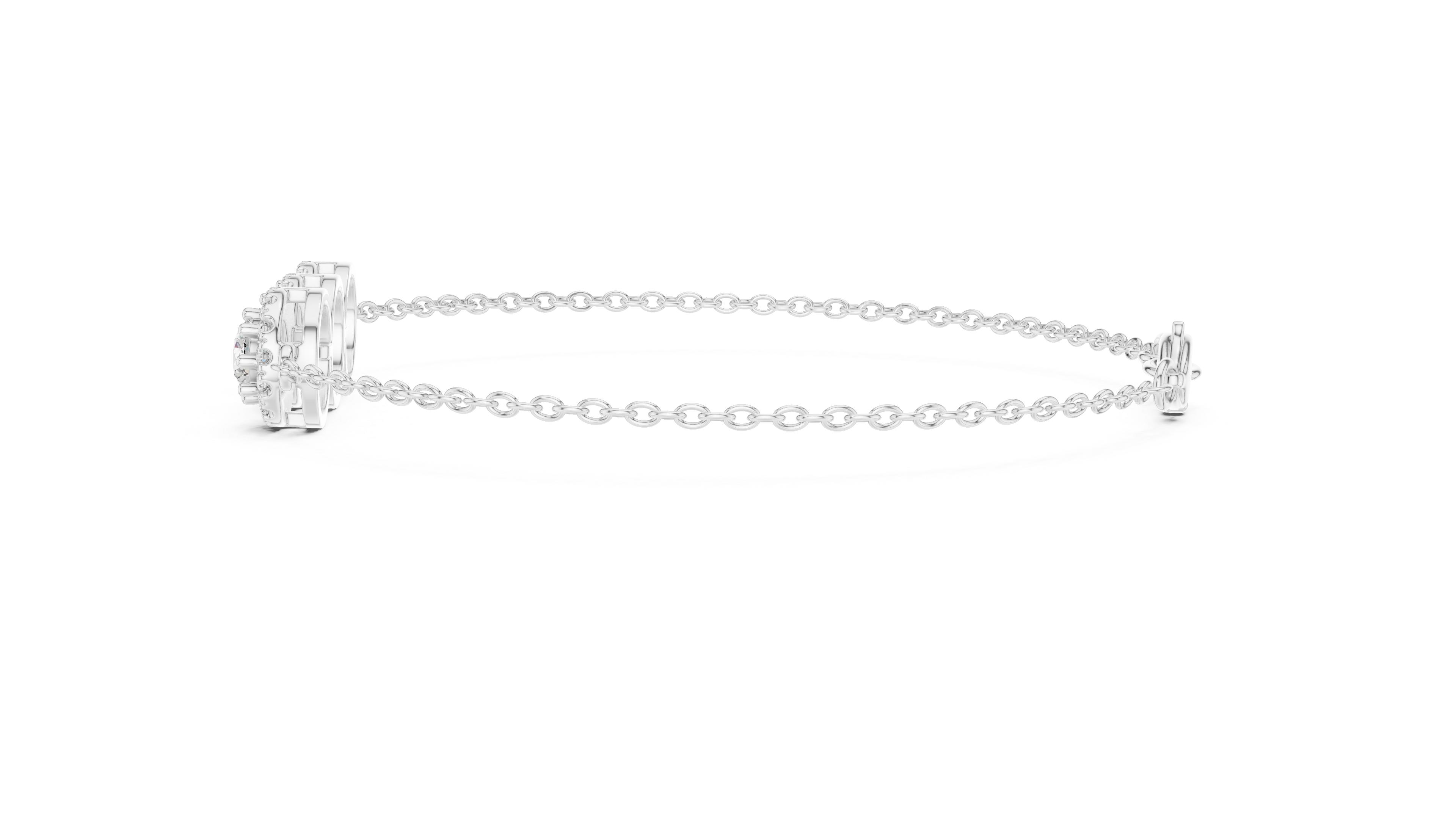 30 Pointer Center  Round Diamond Halo Station Bracelet