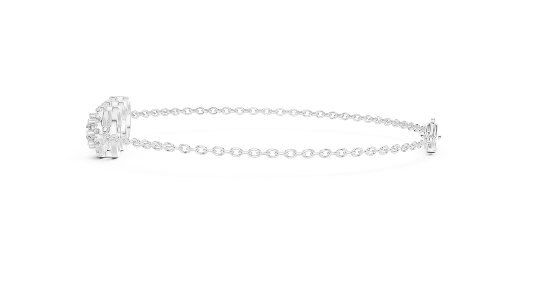 30 Pointer Center  Round Diamond Halo Station Bracelet