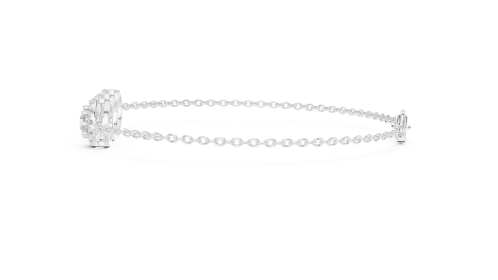 30 Pointer Center  Round Diamond Halo Station Bracelet