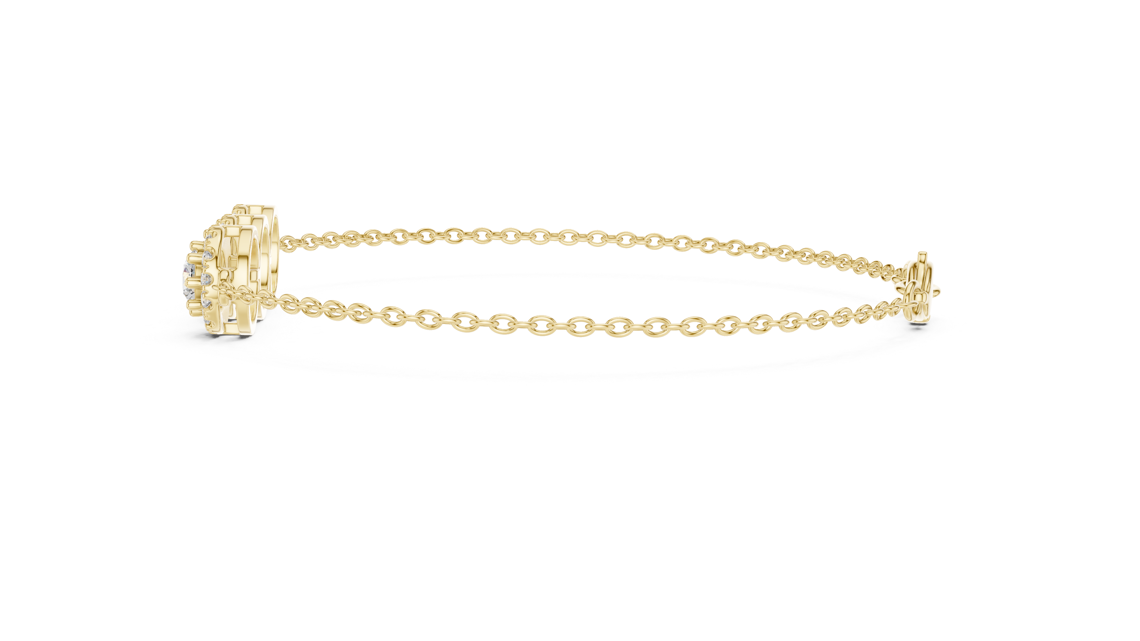 30 Pointer Center  Round Diamond Halo Station Bracelet