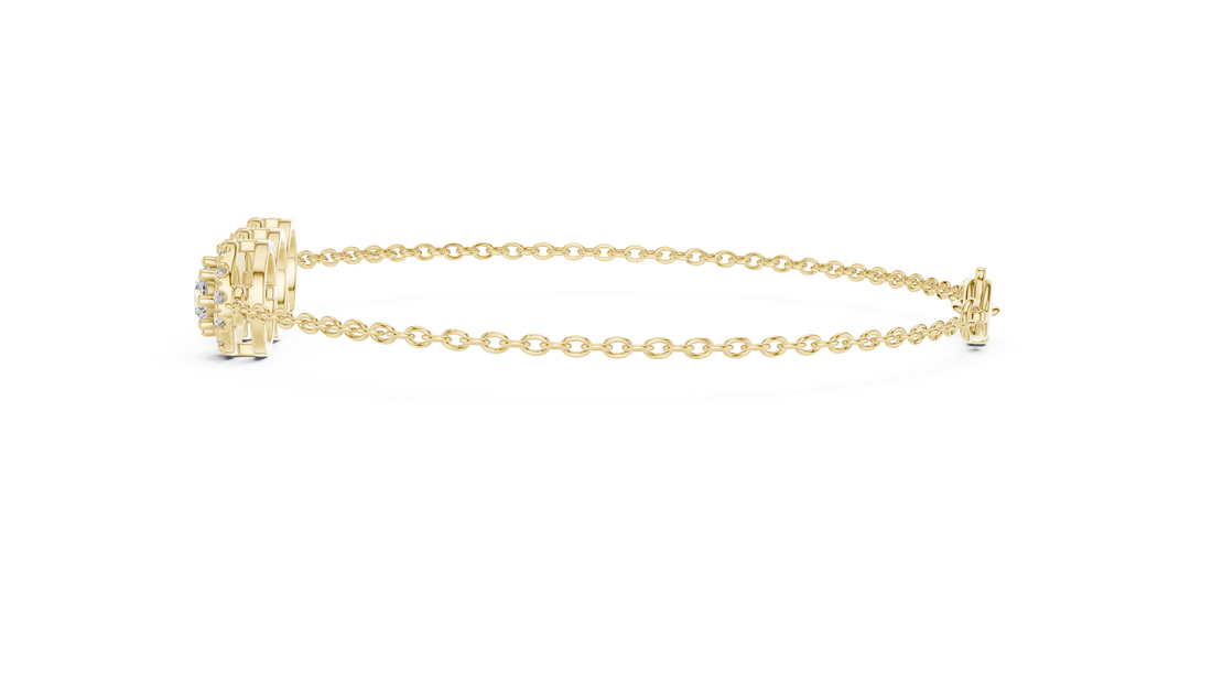 30 Pointer Center  Round Diamond Halo Station Bracelet