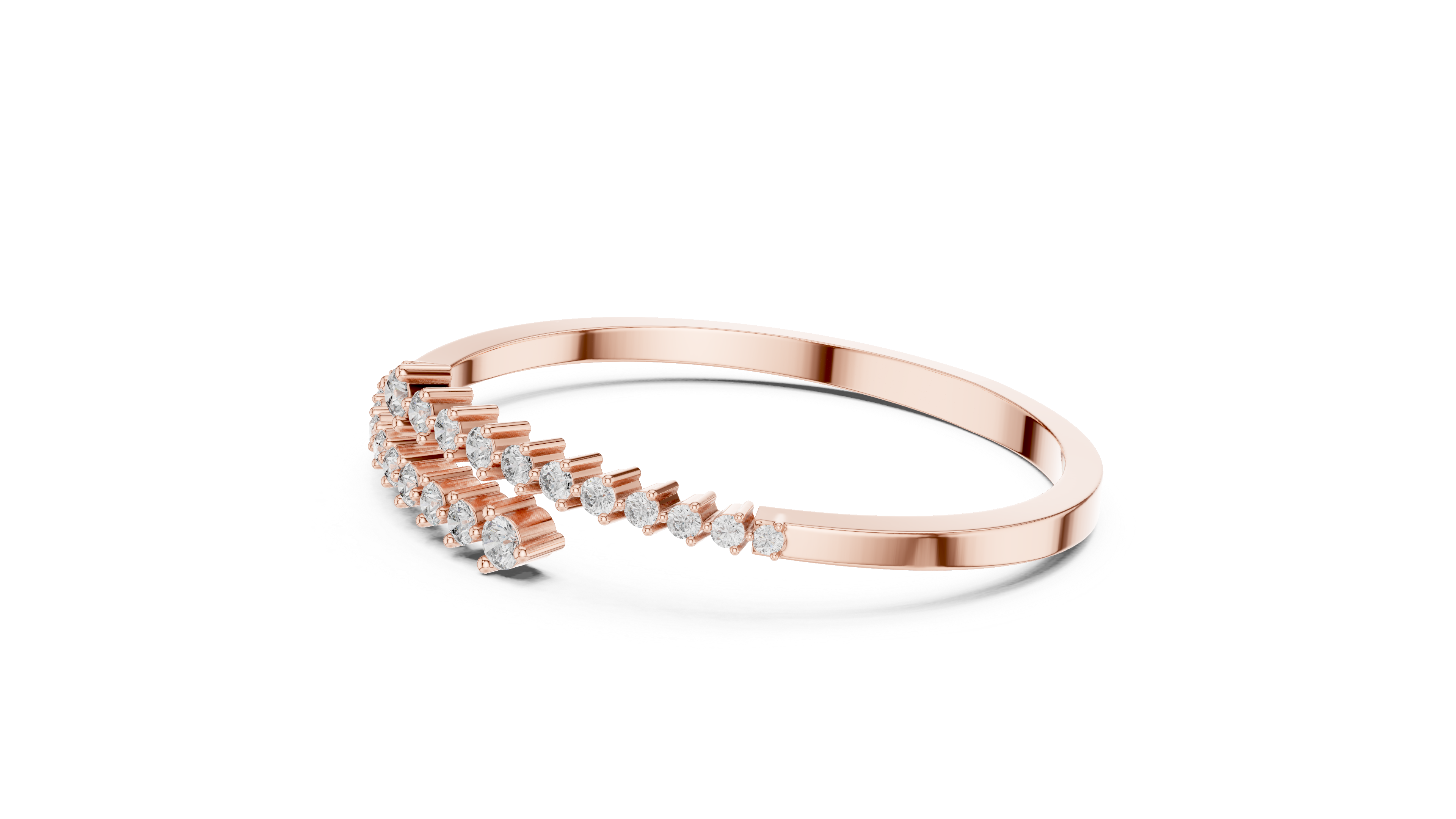 Graduated Round Diamond Bypass Open Bracelet