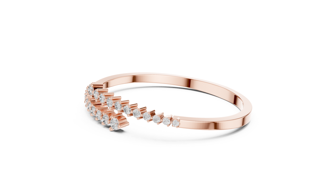 Graduated Round Diamond Bypass Open Bracelet