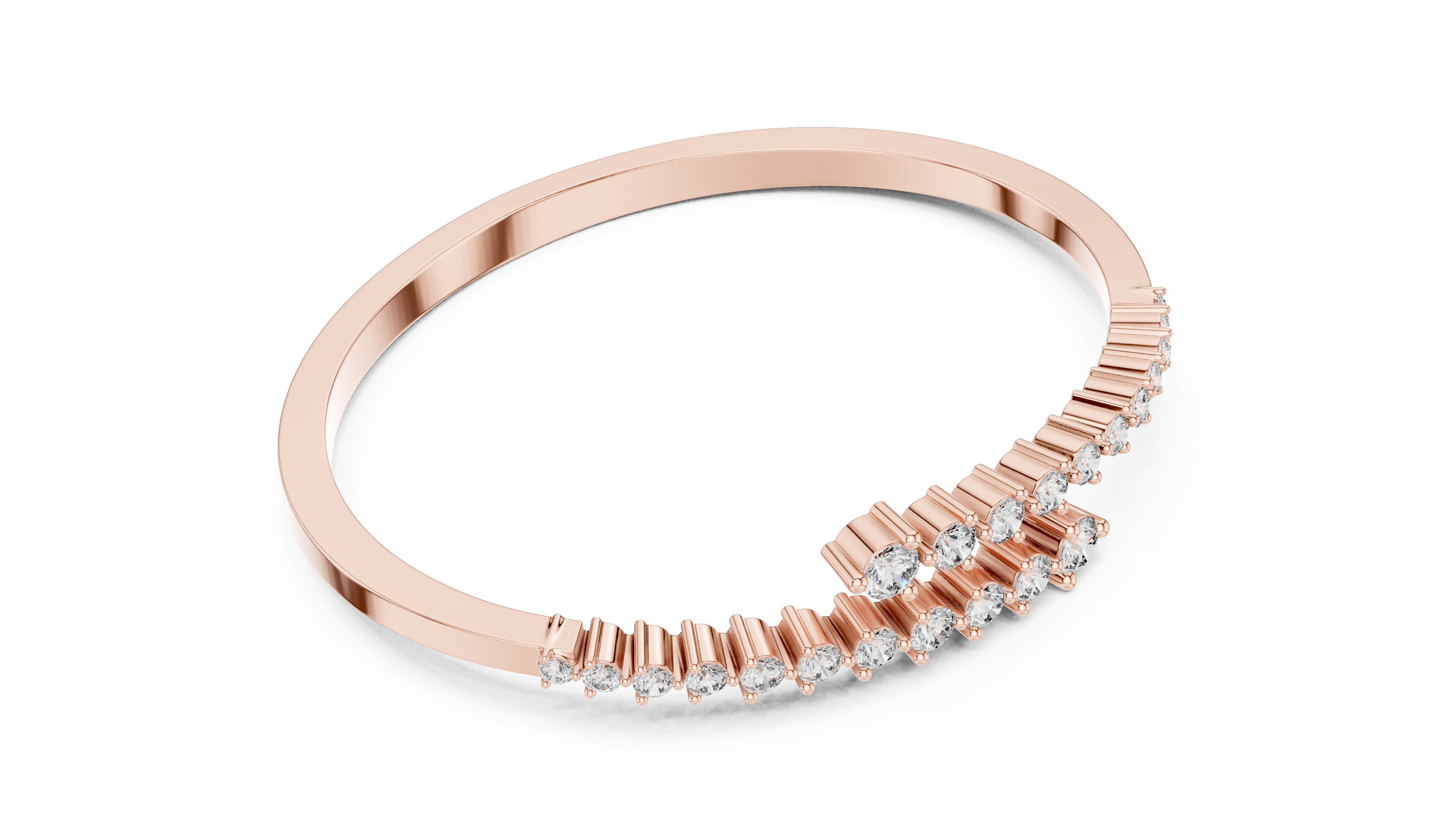 Graduated Round Diamond Bypass Open Bracelet