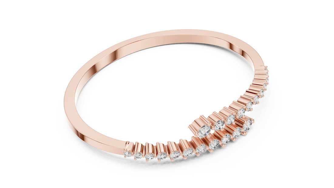 Graduated Round Diamond Bypass Open Bracelet