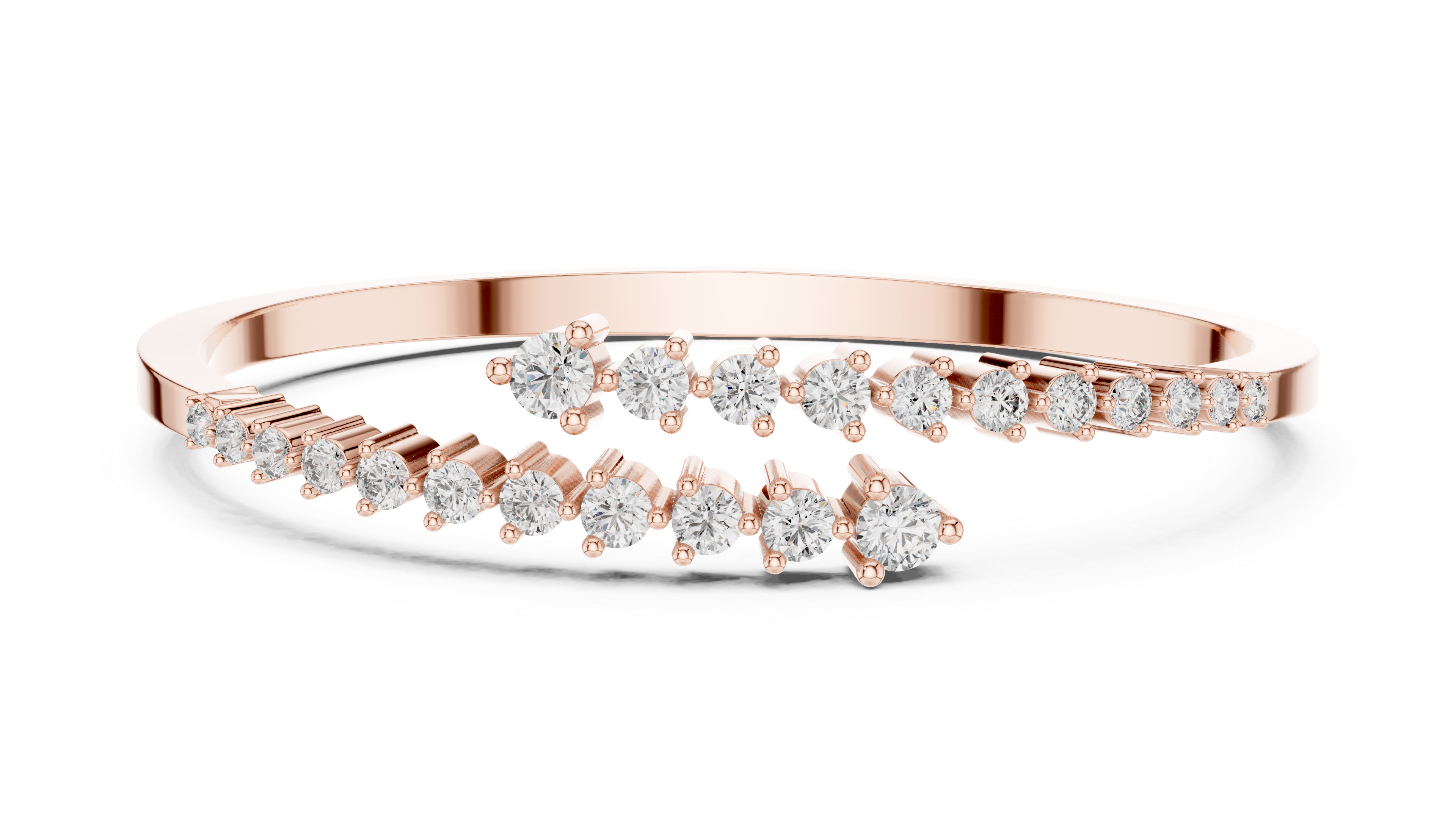 Graduated Round Diamond Bypass Open Bracelet