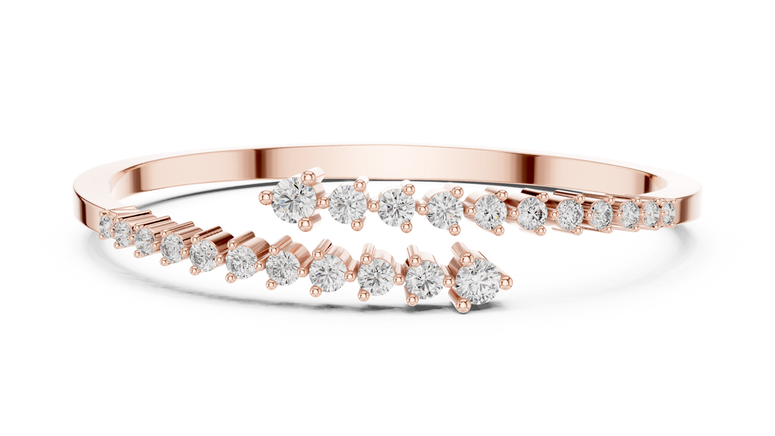 Graduated Round Diamond Bypass Open Bracelet
