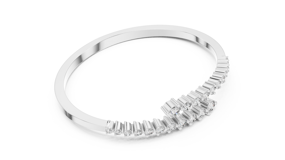 Graduated Round Diamond Bypass Open Bracelet