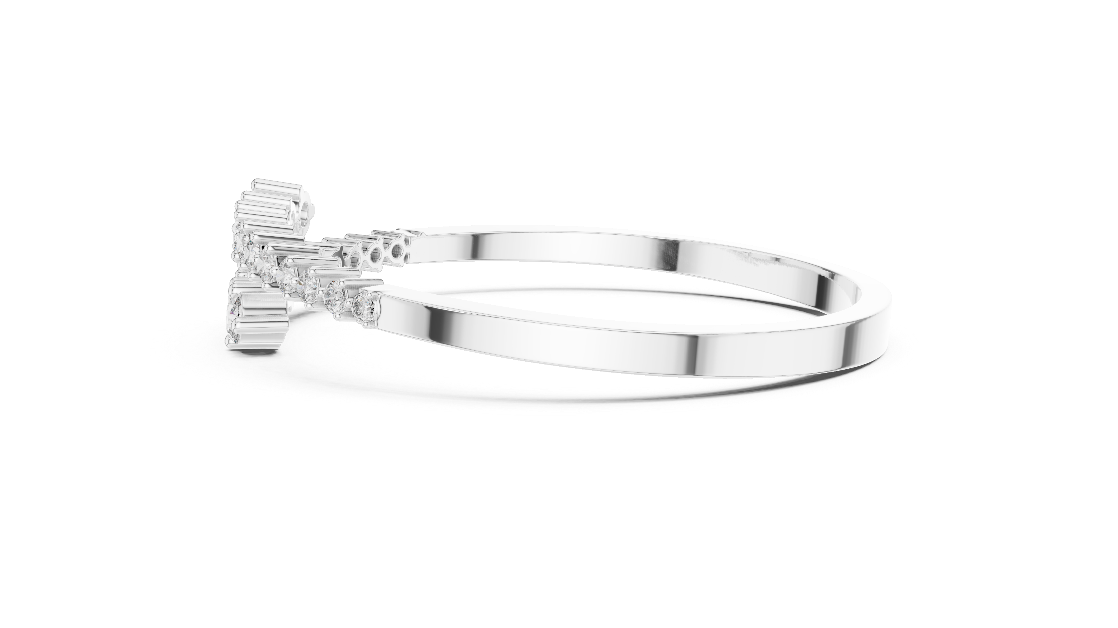 Graduated Round Diamond Bypass Open Bracelet