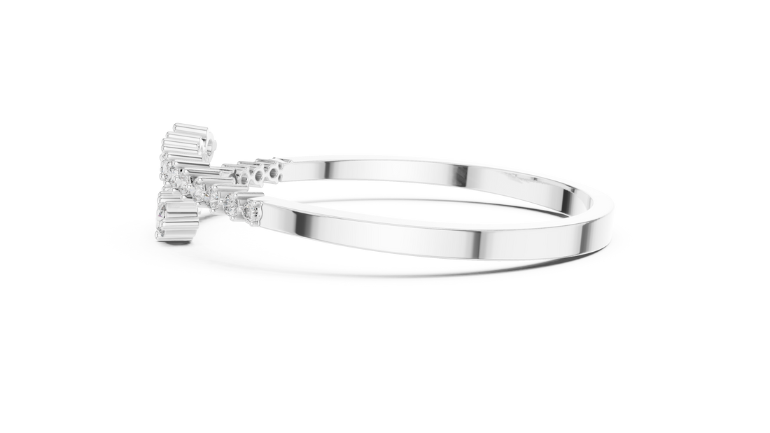 Graduated Round Diamond Bypass Open Bracelet