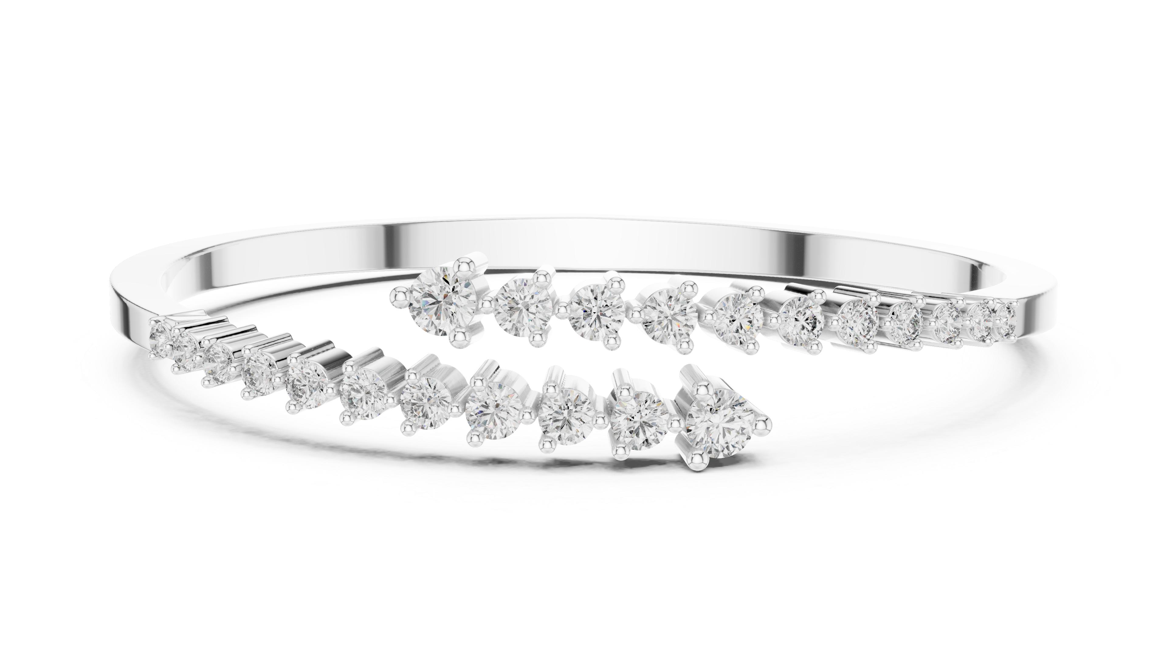 Graduated Round Diamond Bypass Open Bracelet