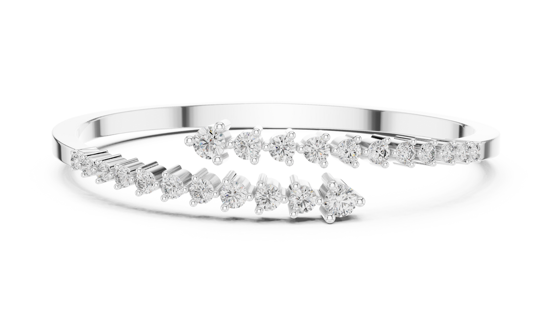 Graduated Round Diamond Bypass Open Bracelet