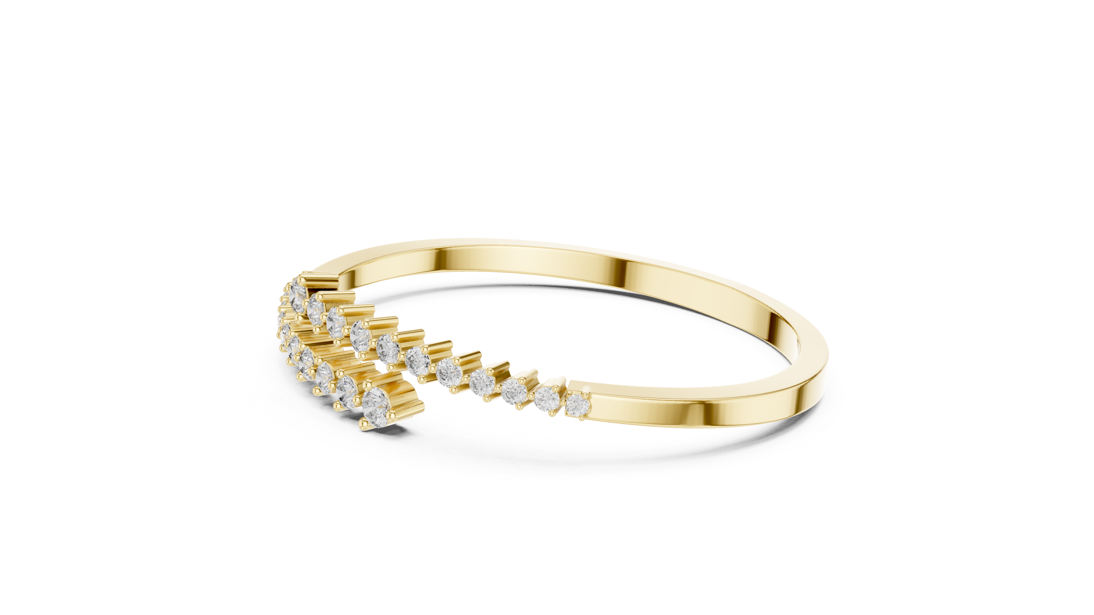 Graduated Round Diamond Bypass Open Bracelet
