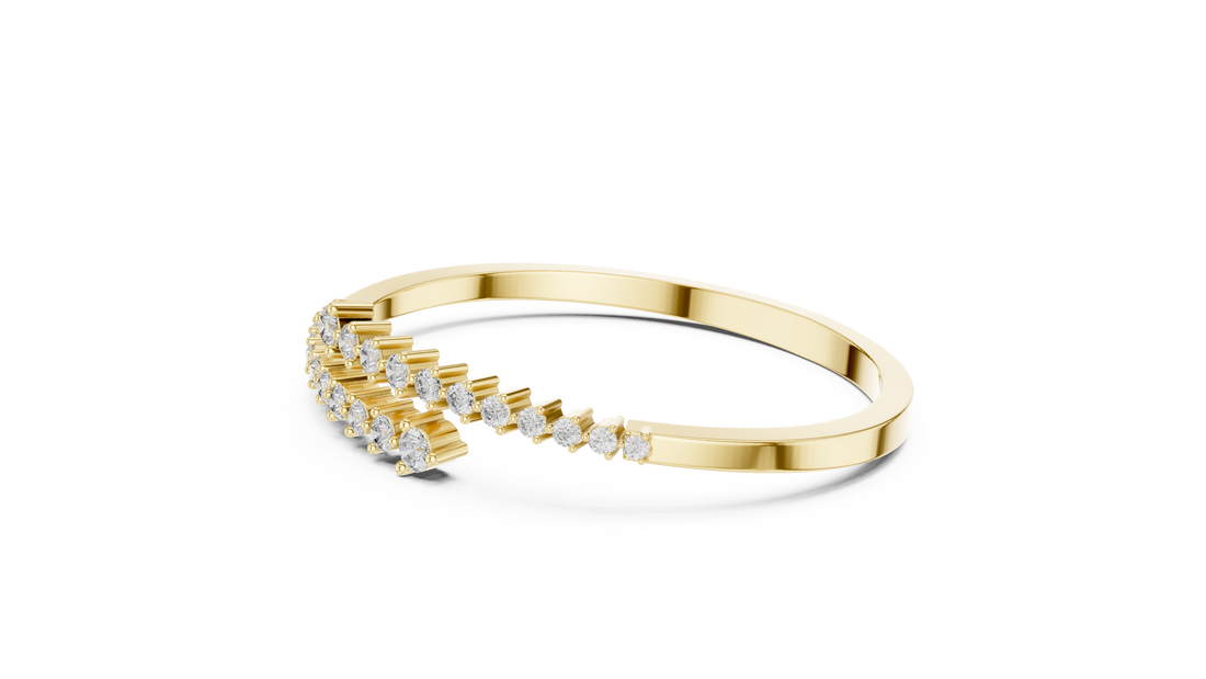 Graduated Round Diamond Bypass Open Bracelet