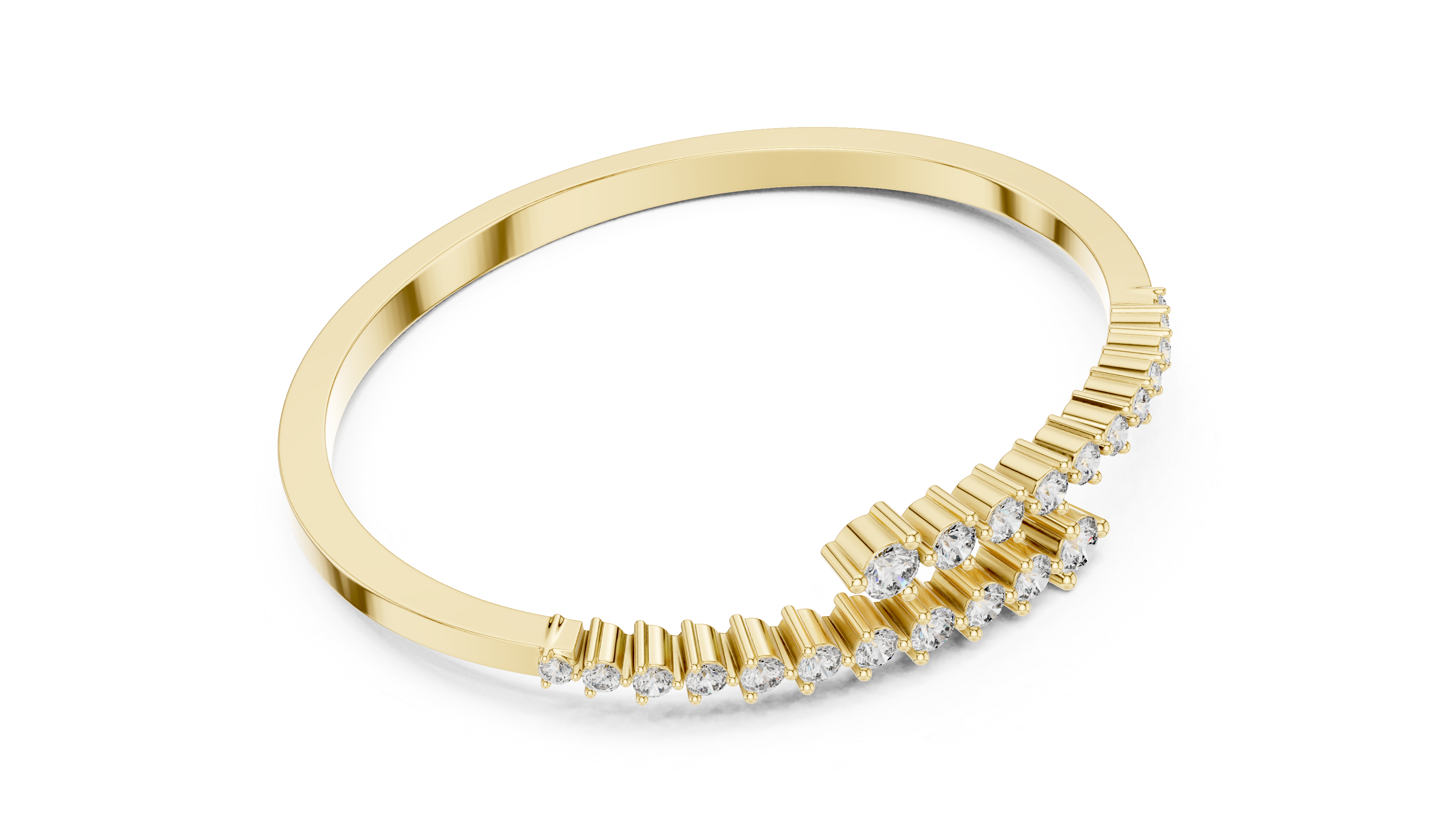 Graduated Round Diamond Bypass Open Bracelet