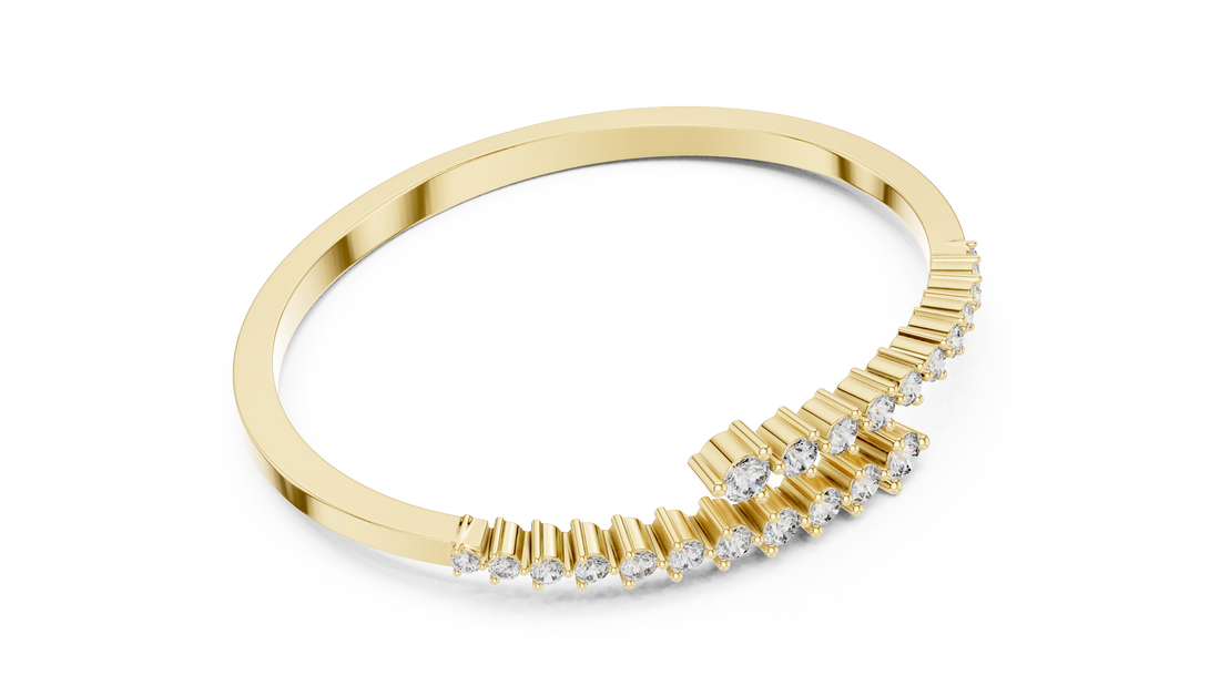 Graduated Round Diamond Bypass Open Bracelet