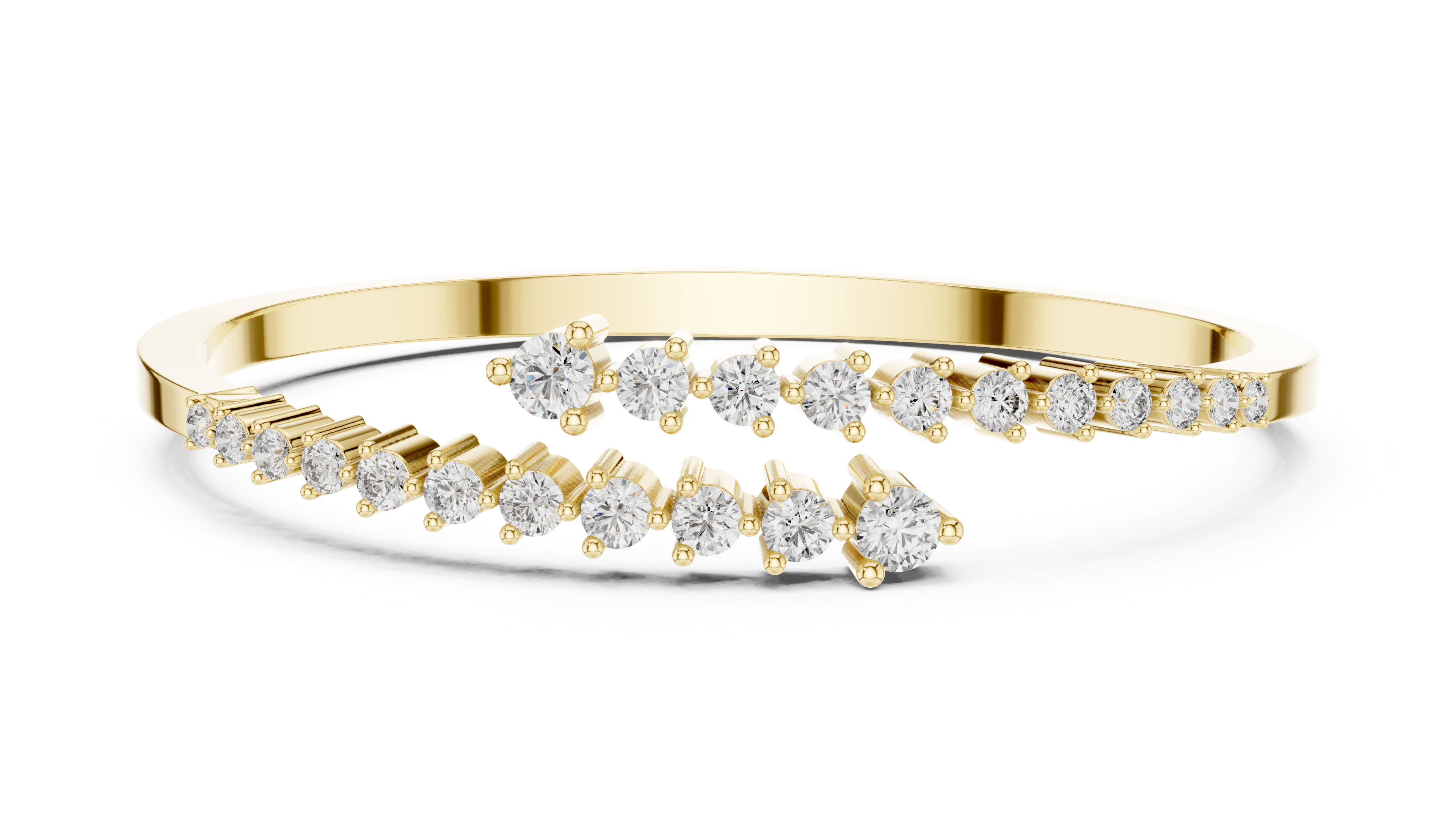 Graduated Round Diamond Bypass Open Bracelet