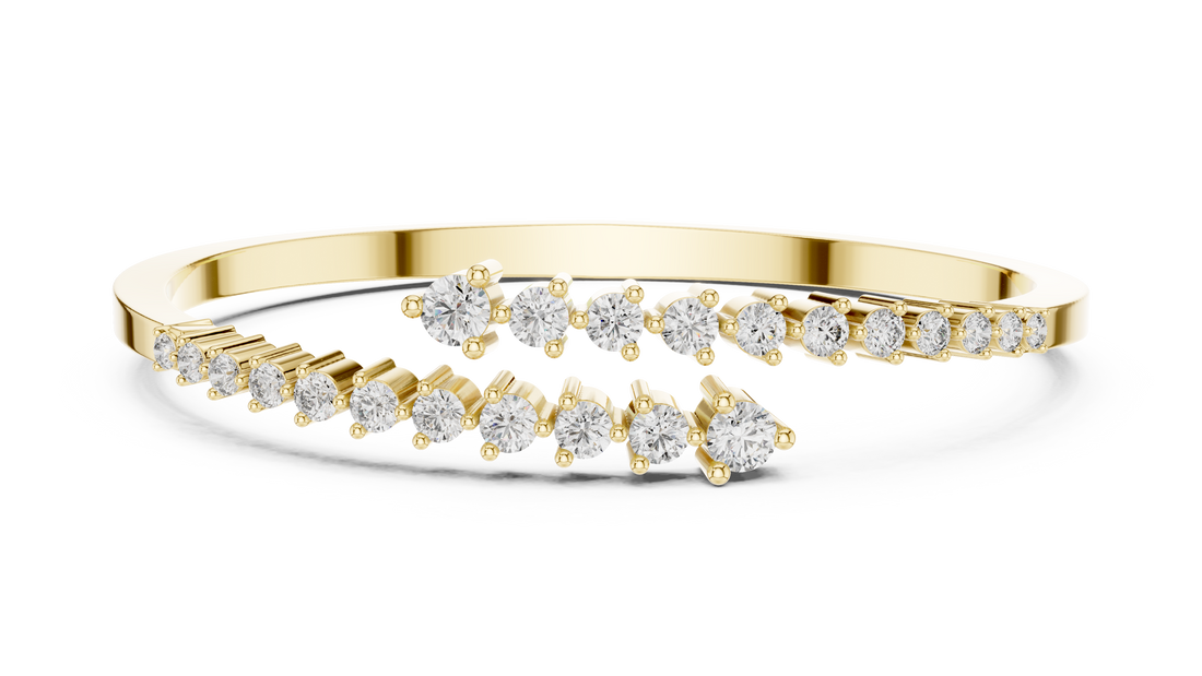 Graduated Round Diamond Bypass Open Bracelet