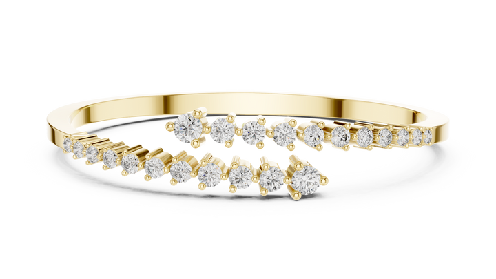 Graduated Round Diamond Bypass Open Bracelet