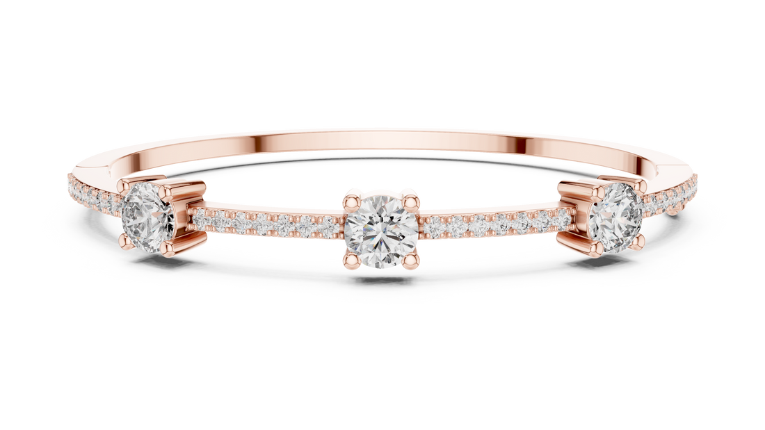 95 Pointer Round Diamond Bracelet with Micro-Prong Accent Band