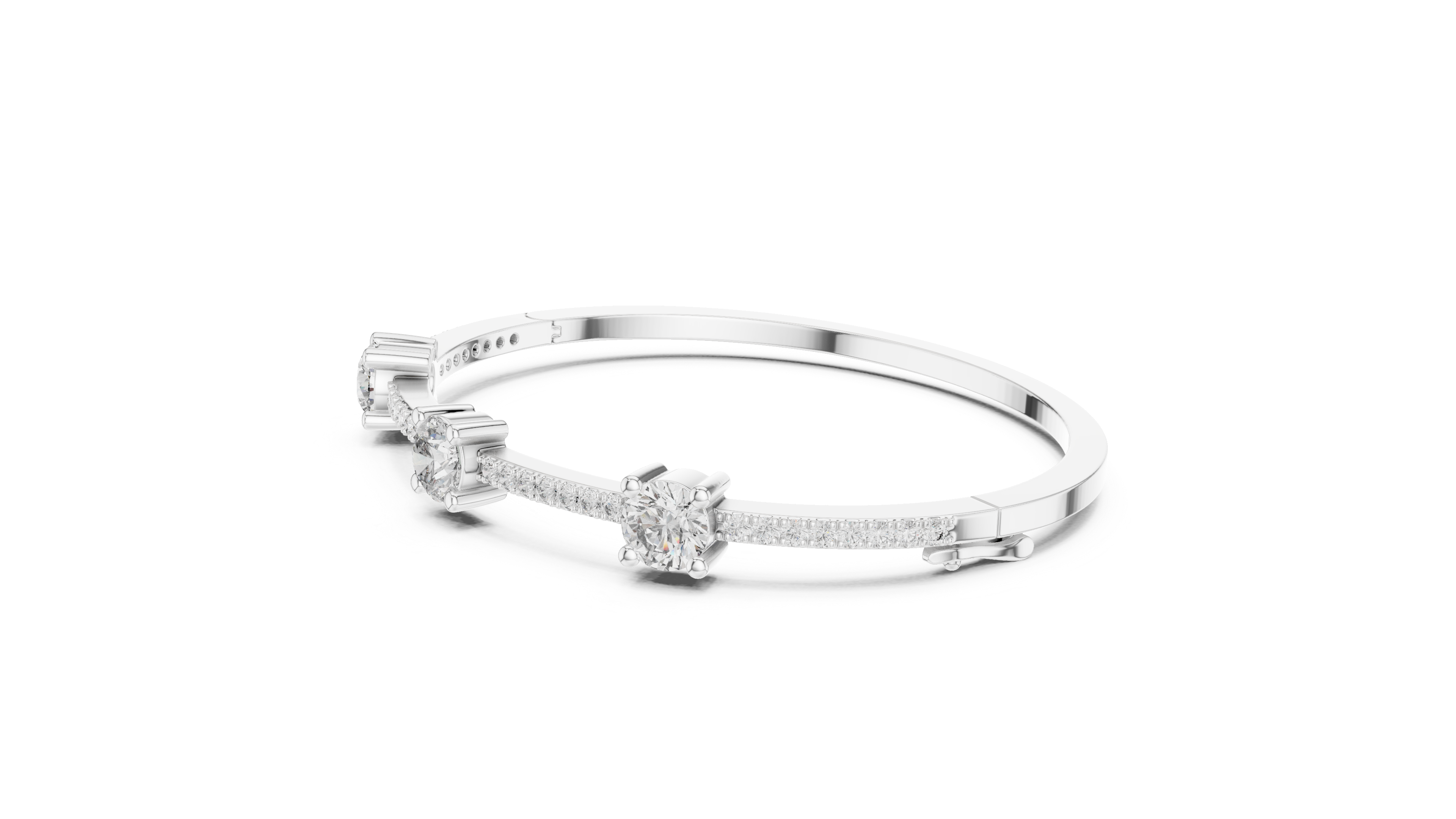 95 Pointer Round Diamond Bracelet with Micro-Prong Accent Band
