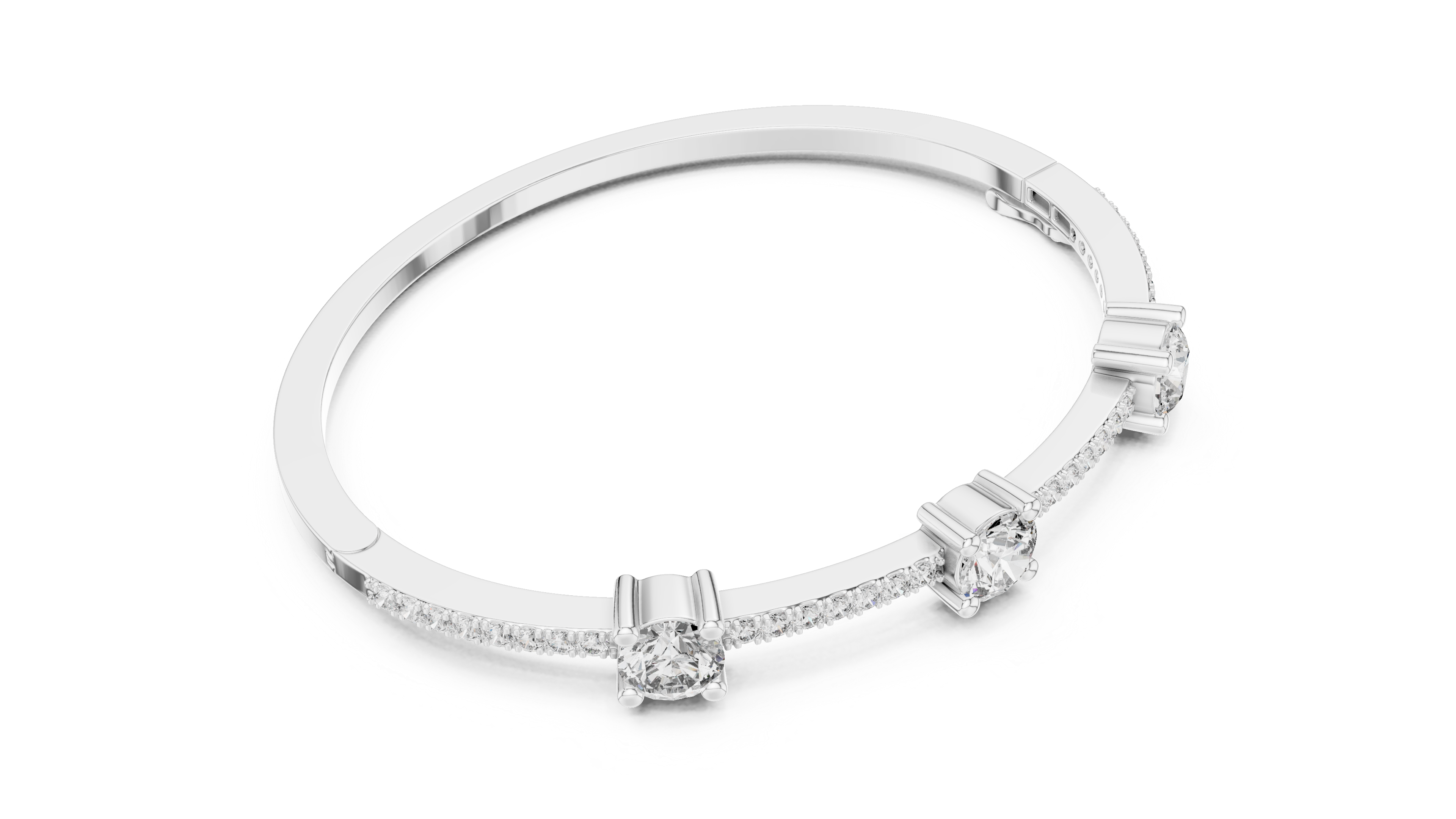 95 Pointer Round Diamond Bracelet with Micro-Prong Accent Band