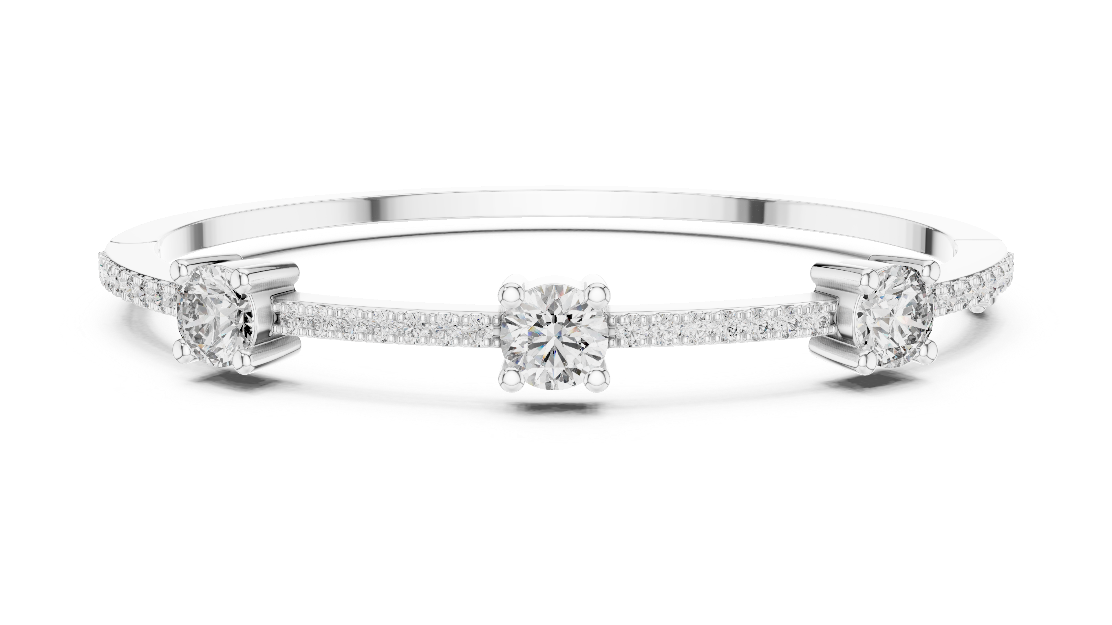 95 Pointer Round Diamond Bracelet with Micro-Prong Accent Band