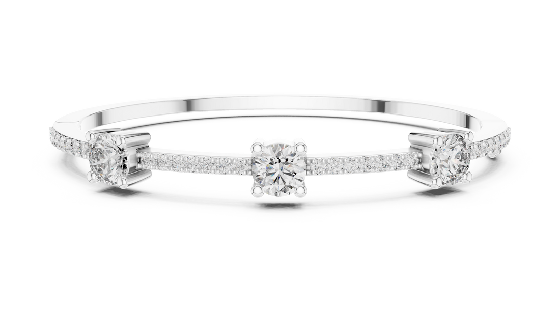 95 Pointer Round Diamond Bracelet with Micro-Prong Accent Band