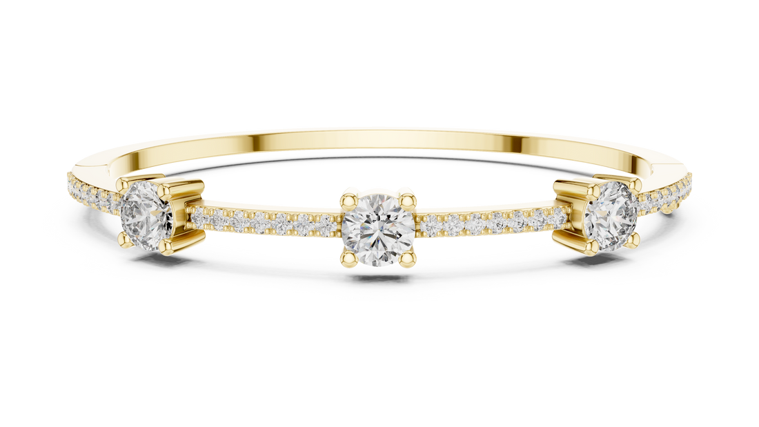 95 Pointer Round Diamond Bracelet with Micro-Prong Accent Band