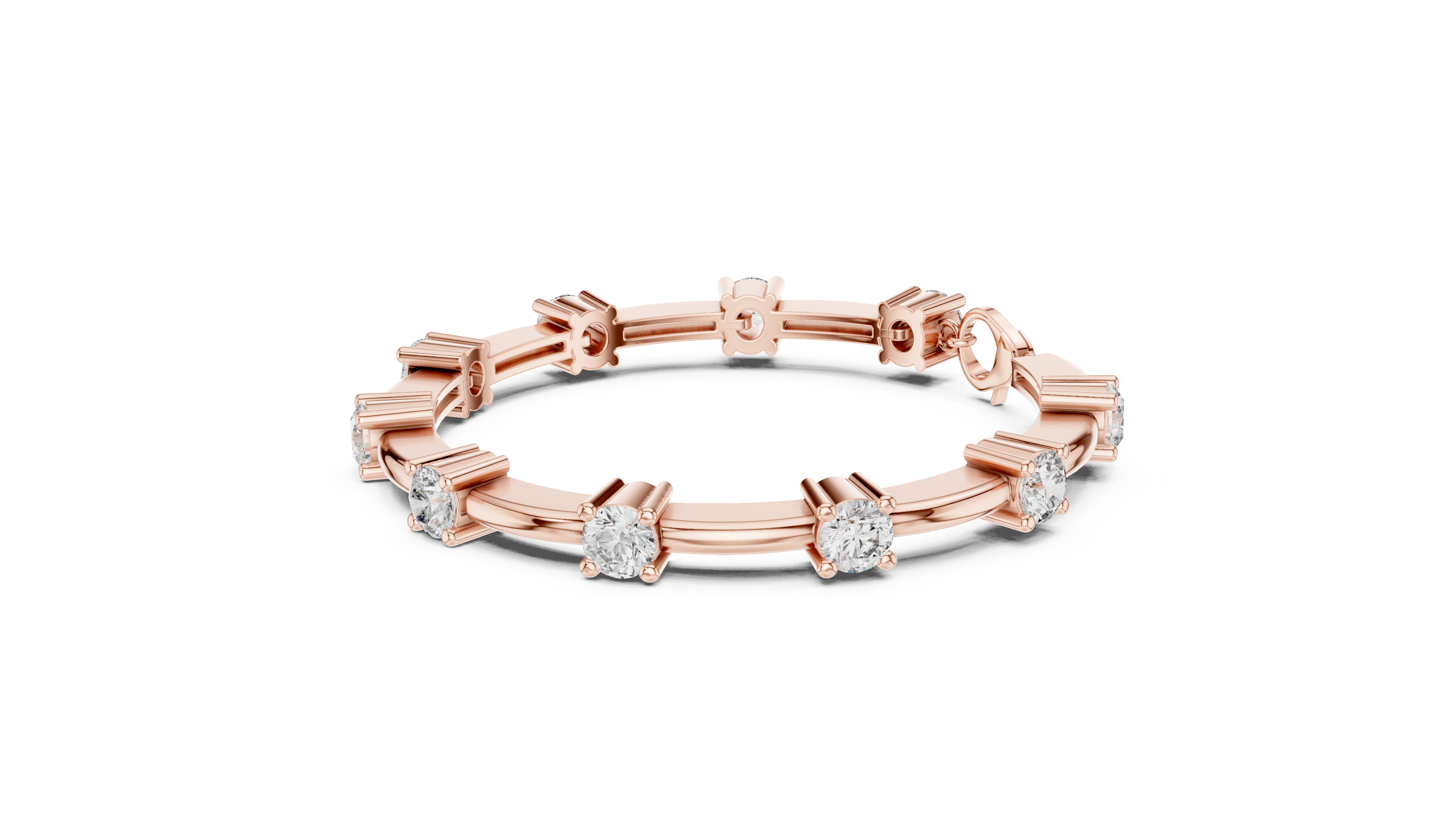 56 Pointer Round Diamond Collet Station Link Bracelet