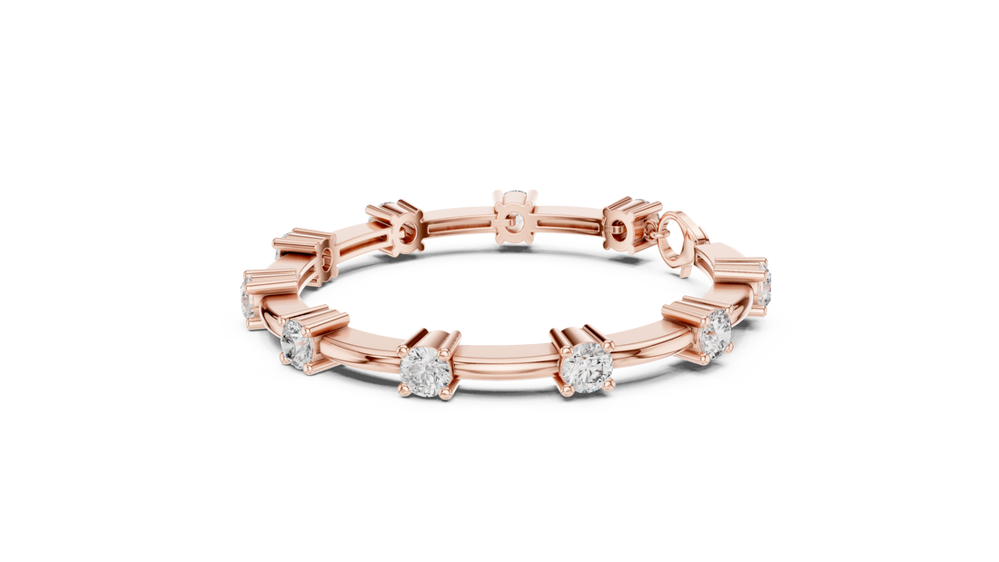 56 Pointer Round Diamond Collet Station Link Bracelet