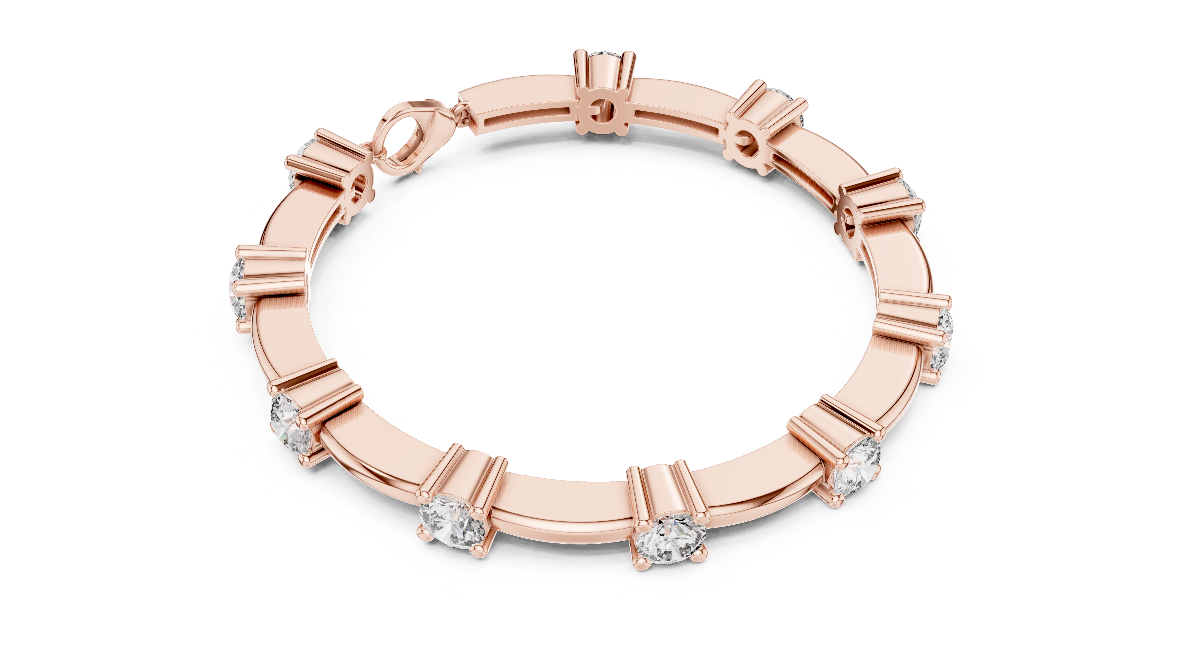 56 Pointer Round Diamond Collet Station Link Bracelet