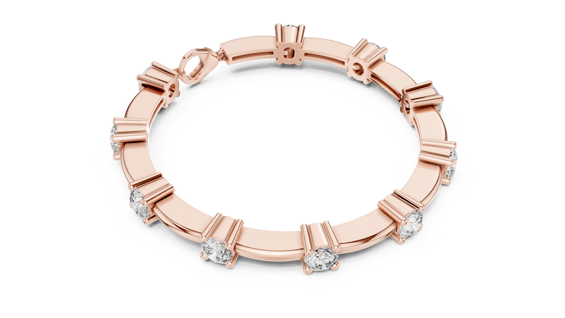 56 Pointer Round Diamond Collet Station Link Bracelet