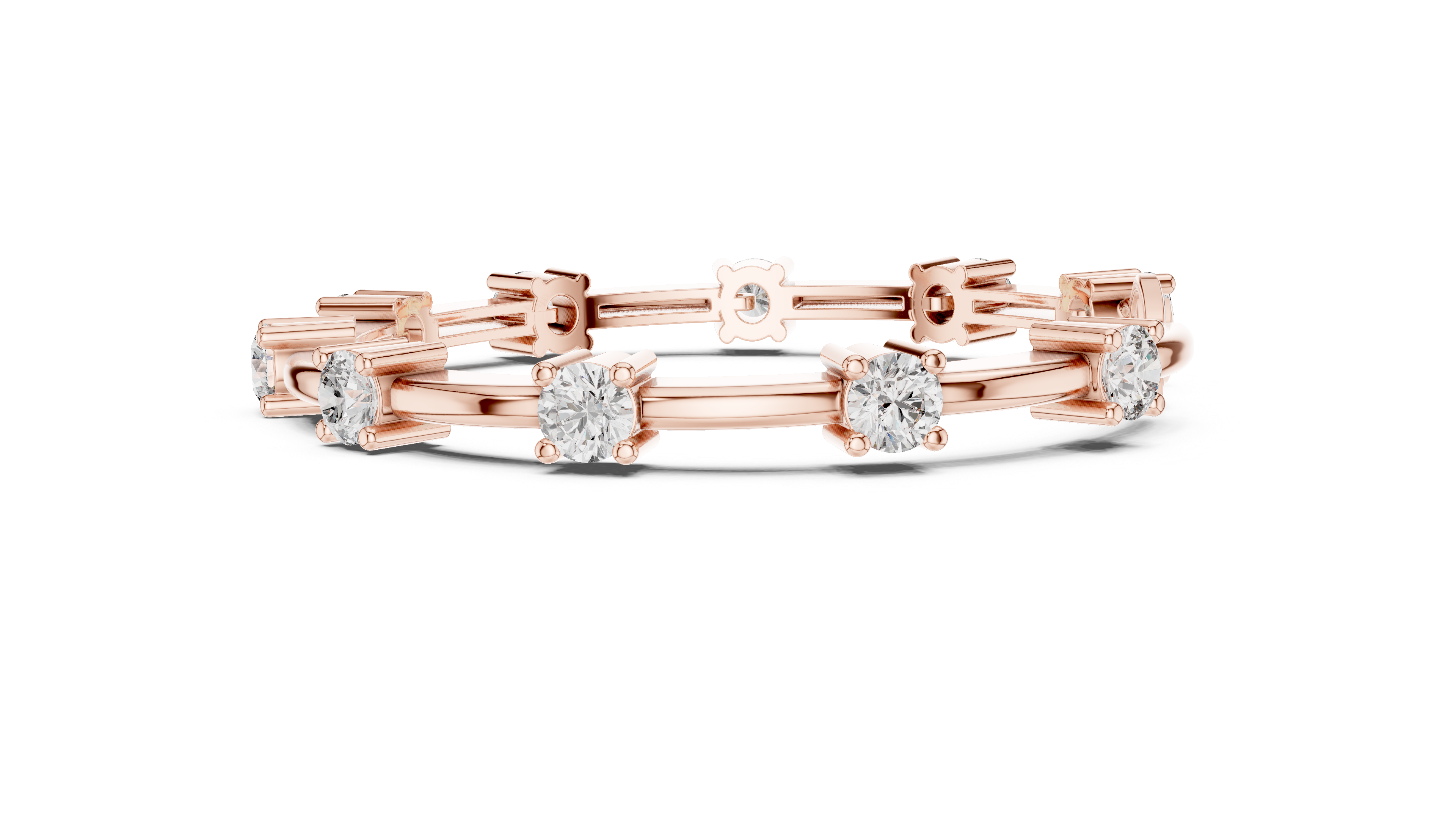 56 Pointer Round Diamond Collet Station Link Bracelet