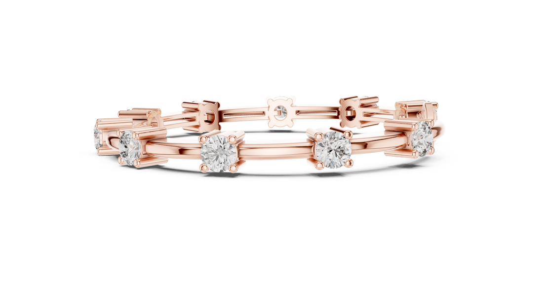 56 Pointer Round Diamond Collet Station Link Bracelet
